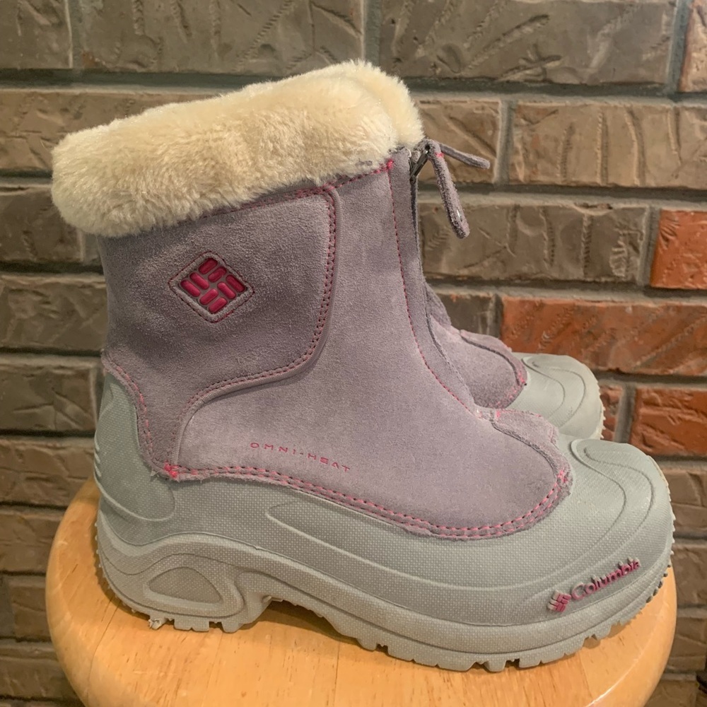 Columbia Girls Zippered Warmly Lined Snow Boots Purple/Grey Size 3